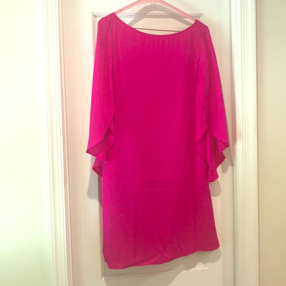Milly 6 pink silk butterfly sleeve mini dress